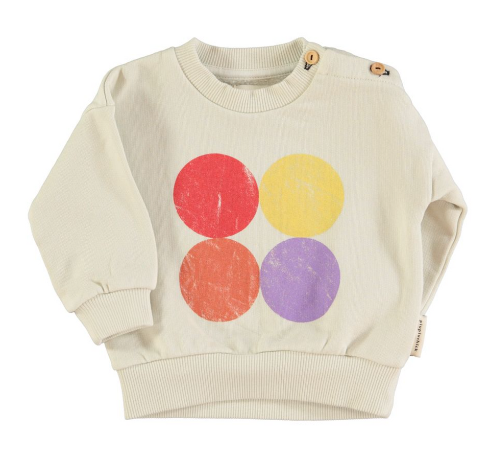 Piupiuchick Ecru Sweatshirt w/ Multicolor Circles