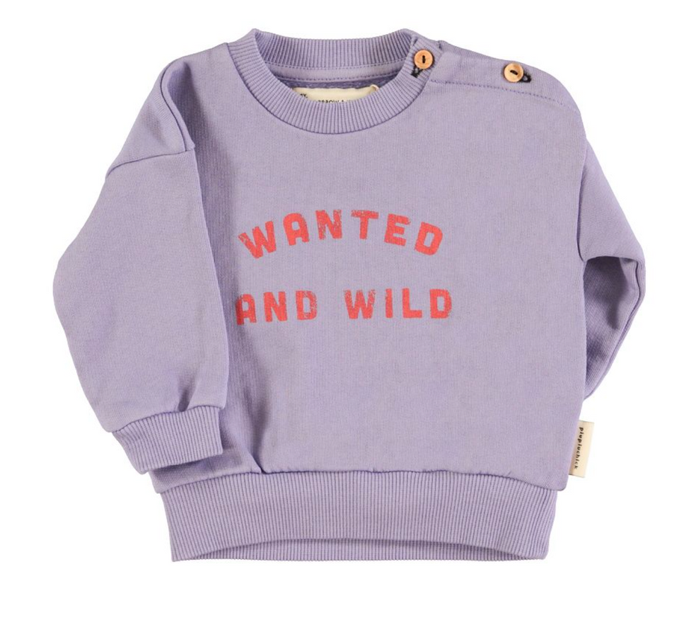 Piupiuchick Purple Sweatshirt w/ "Wanted & Wild" Print