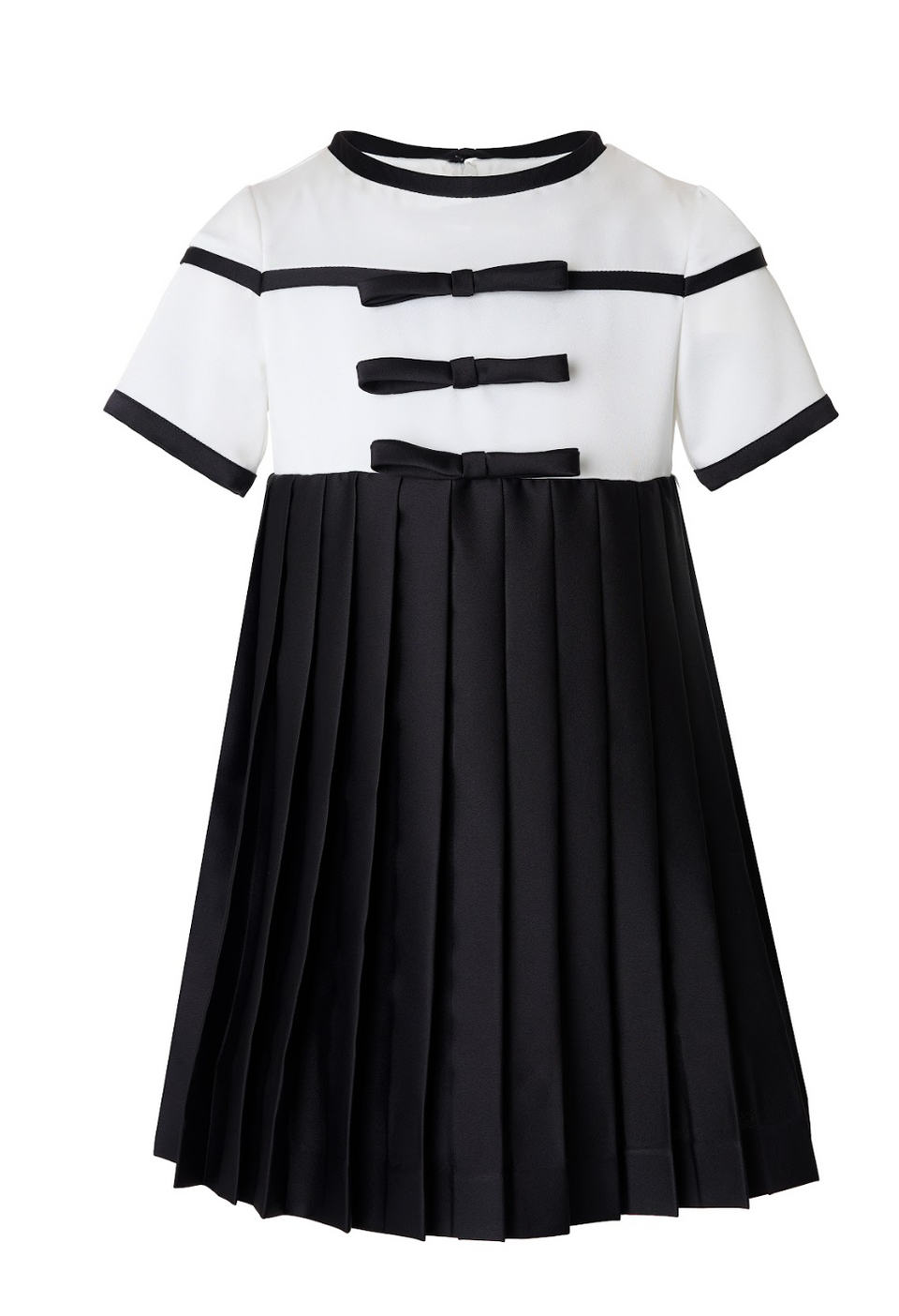Mimisol Black & White Satin-Crepe Pleated Dress
