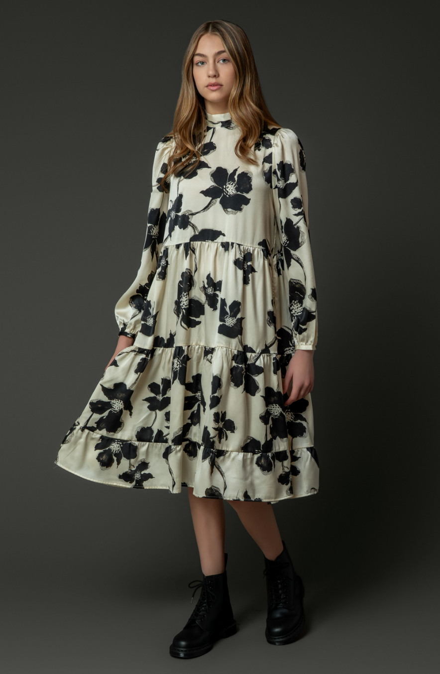 Zaikamoya Black Flowers Emily Dress