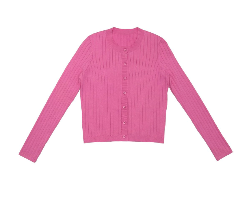 Elle Oh Elle Pink Ribbed Cardigan