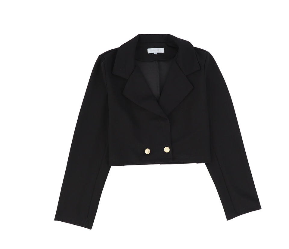 Bace Black Cropped Gold Button Blazer