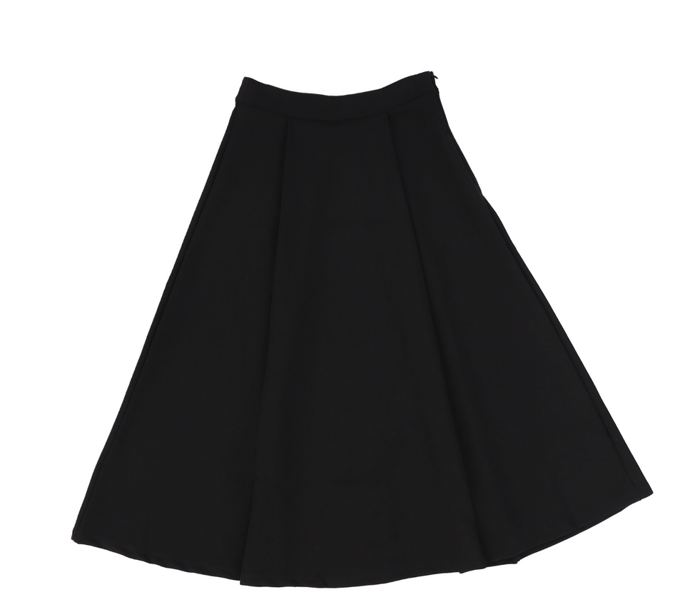 Bace Black Pleated Waisted Midi Skirt