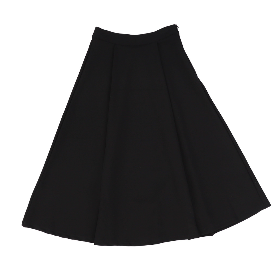 Bace Black Pleated Waisted Midi Skirt