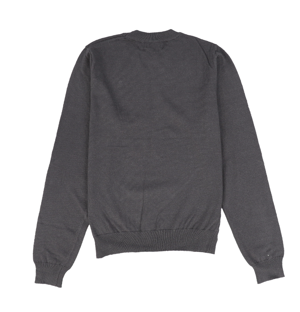 Bamboo Charcoal Knit Emblem Crew Neck Sweater