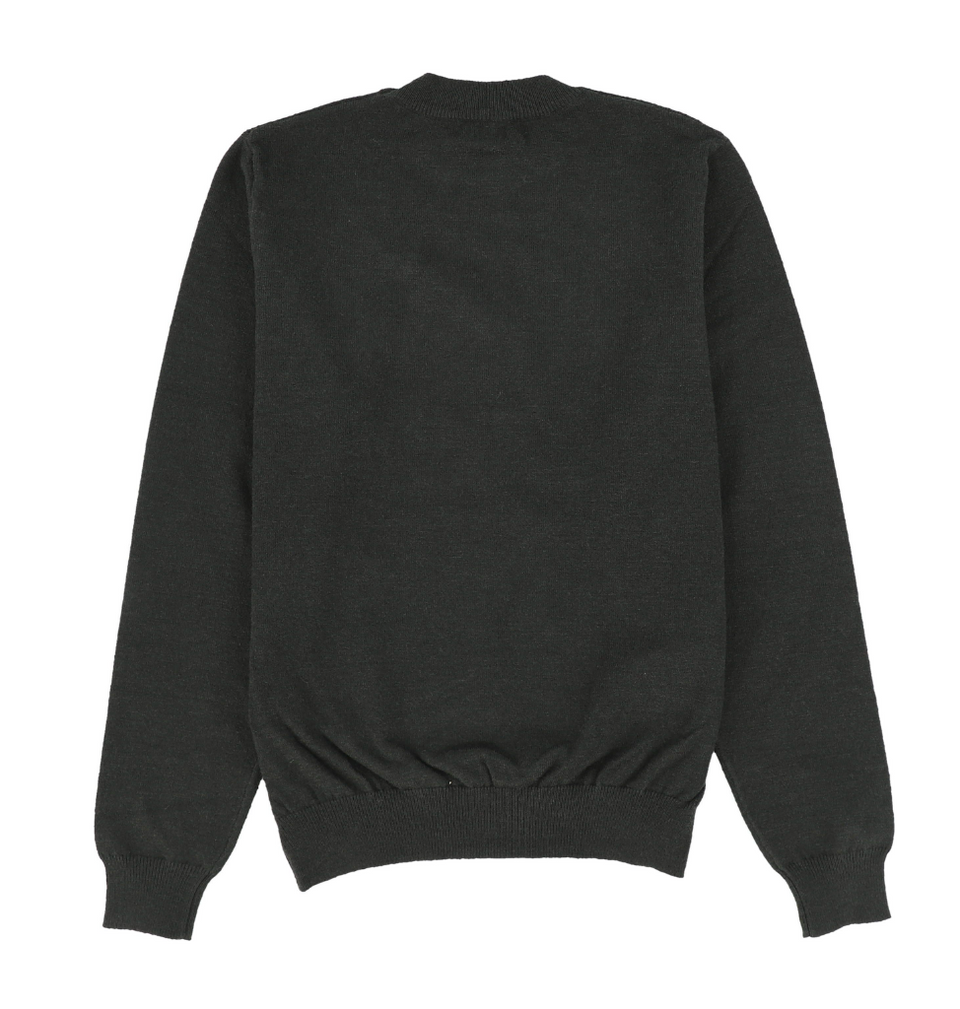 Bamboo Hunter Green Knit Emblem Crew Neck Sweater