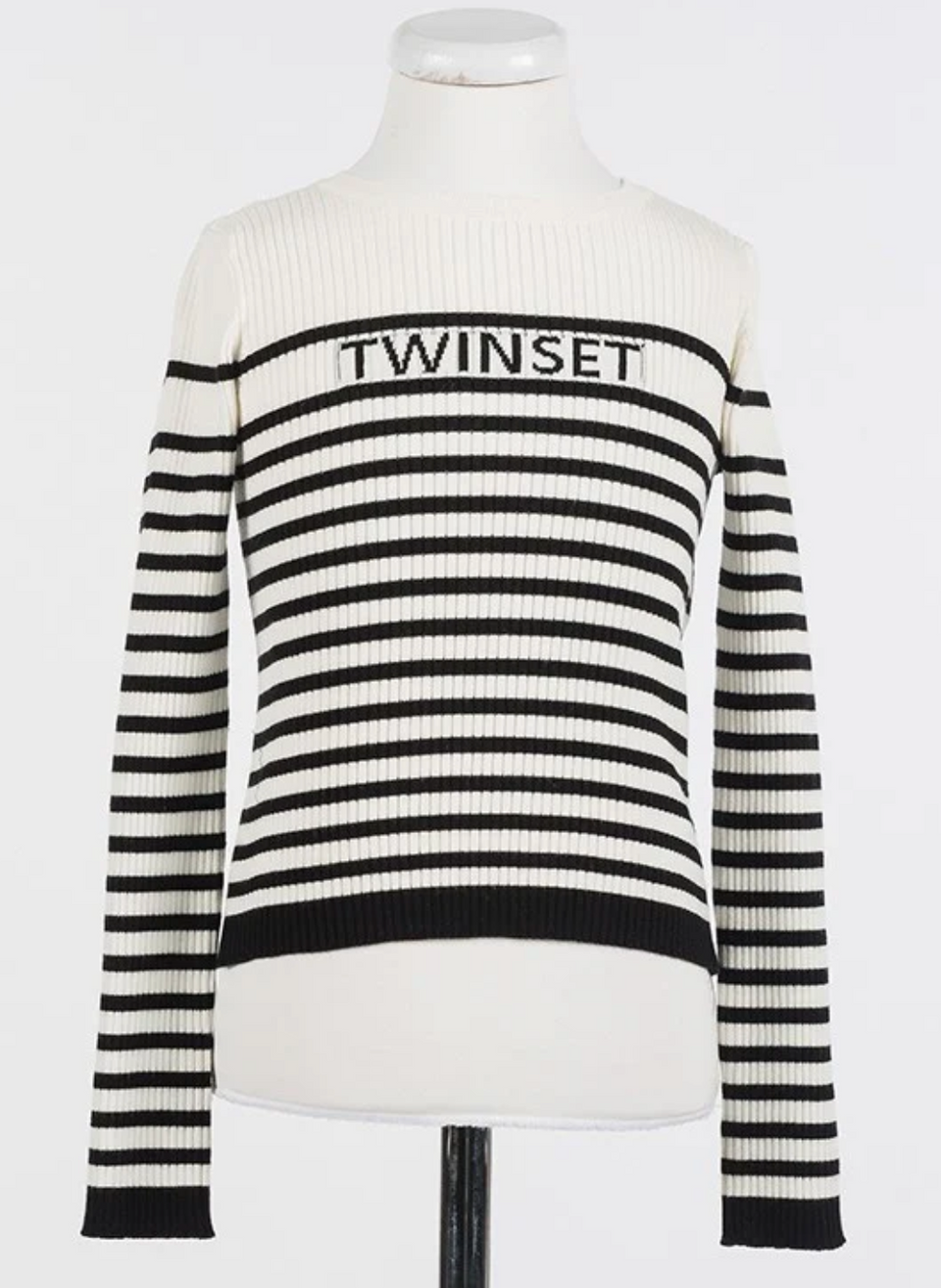 Twinset Black and White Striped Knit Sweater