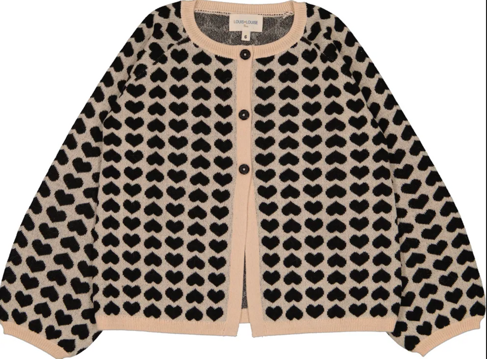 Louis Louise Black/Beige Heart Gulsah Cardigan