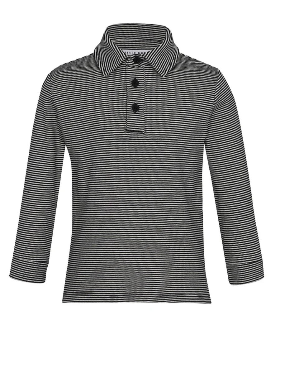 Little Parni Black/Ivory Striped polo