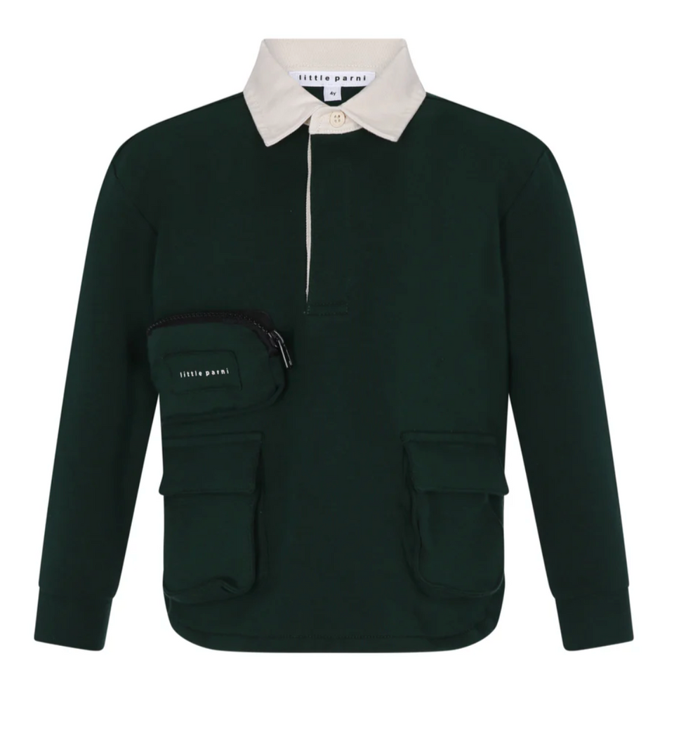 Little Parni Green Cargo polo Shirt