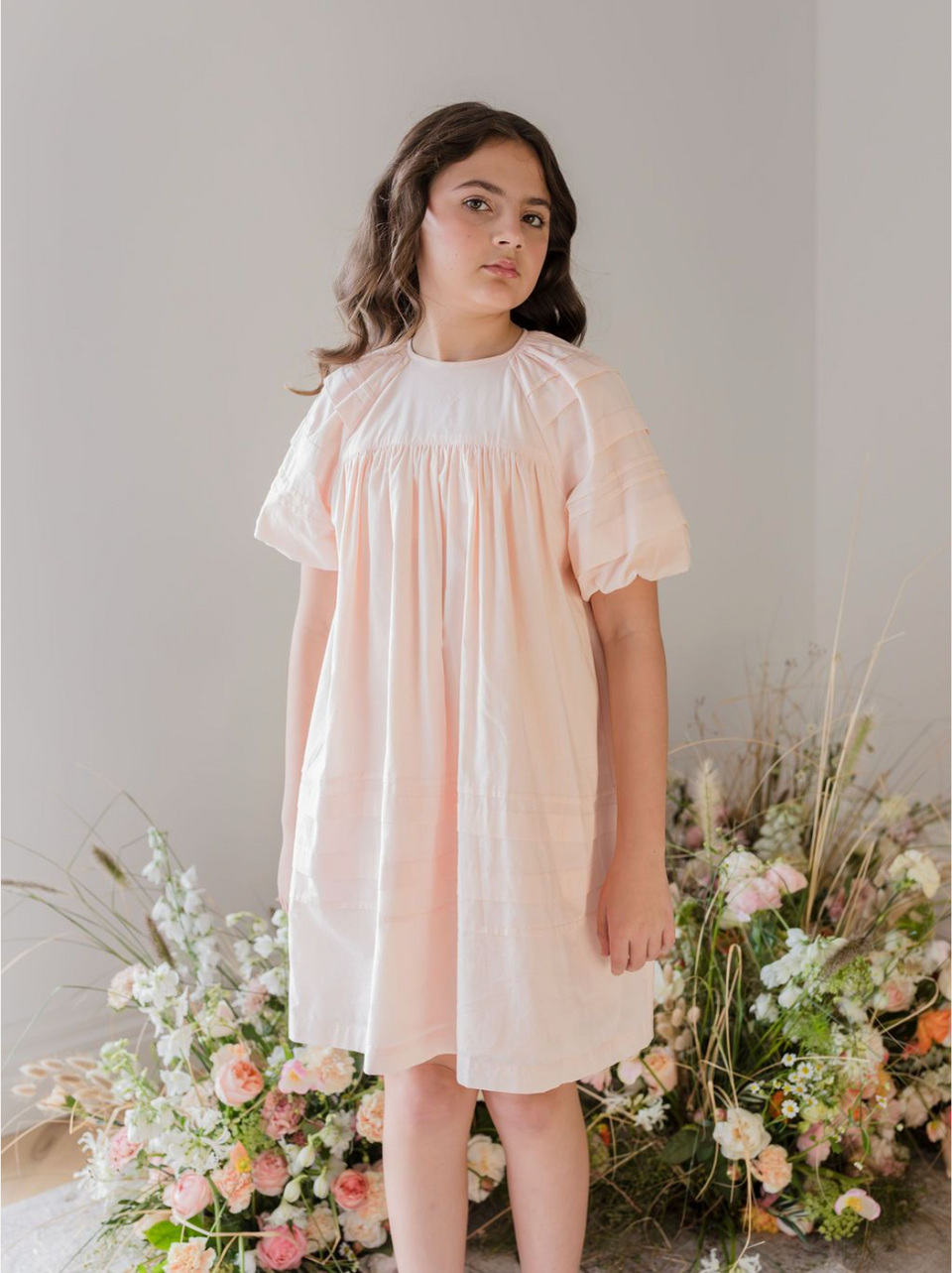 Steph Shell Pink Pleat Smock Voile Dress