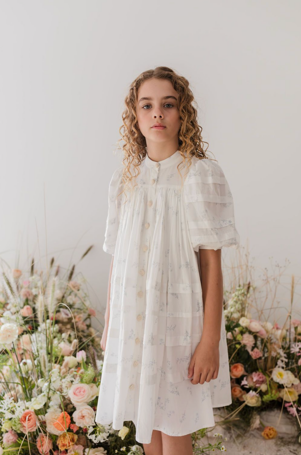 Steph Blue Ditsy Print Voile Dress