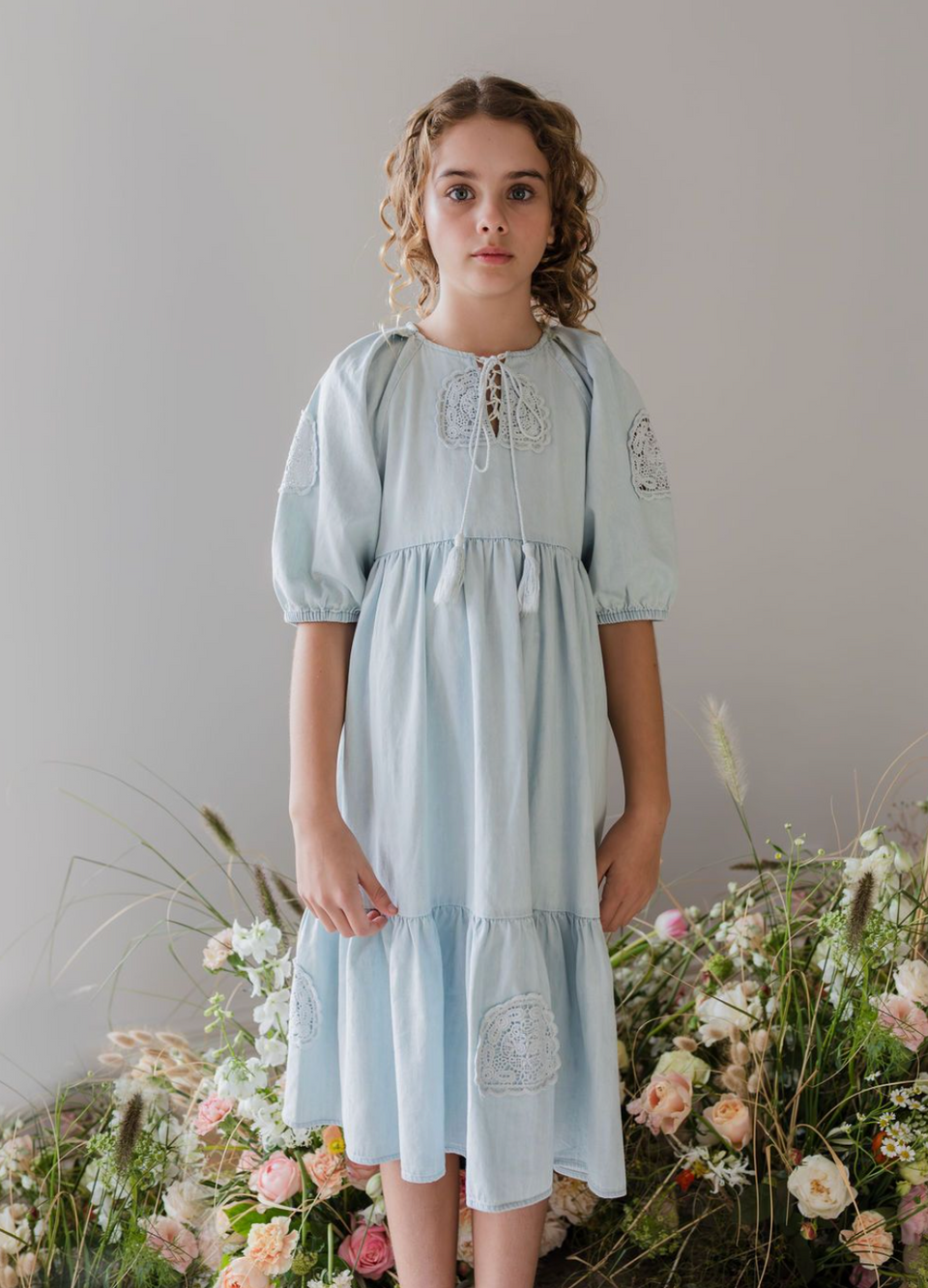 Steph Crochet Doily Chambray Dress