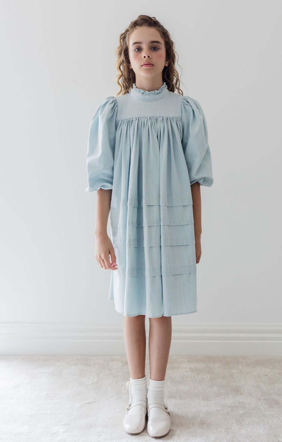 Steph Ribbon Trim Chambray Dress