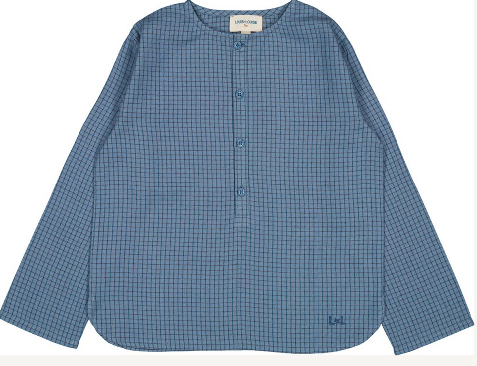 Louis Louise Blue Twill Check Oncle Shirt
