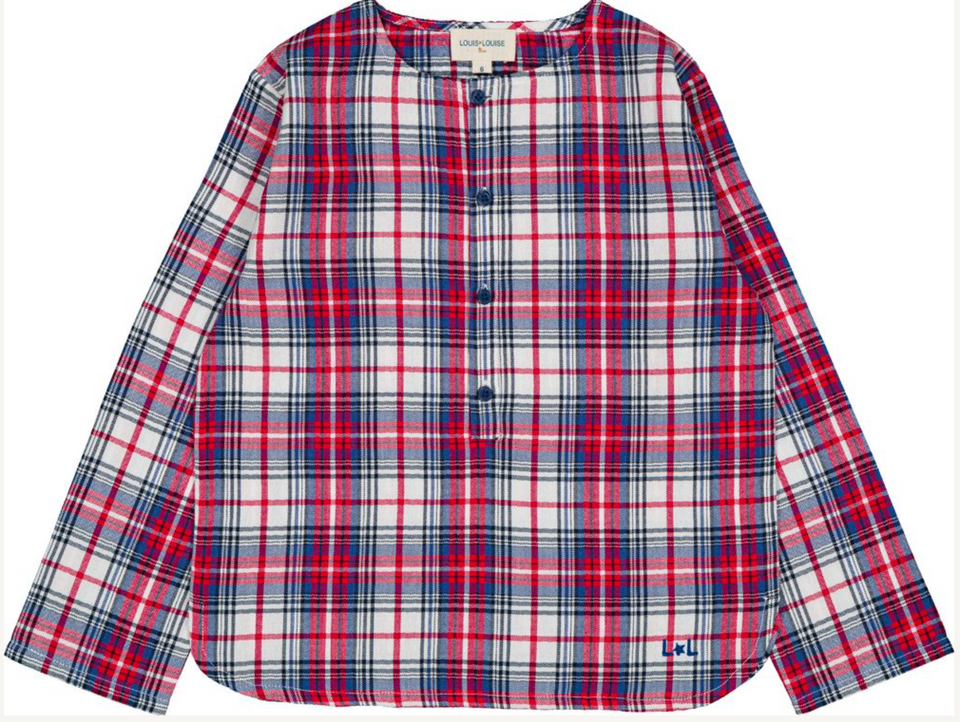 Louis Louise Off White/Red Twill Tartan Oncle Shirt