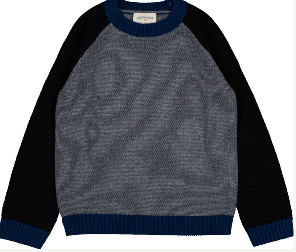 Louis Louise Grey/Black Knitted Wool Rupert Sweater