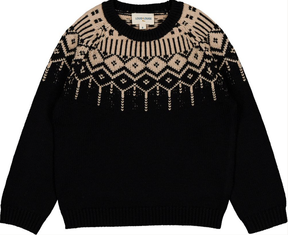 Louis Louise Black/Beige Jacquard Wool Robert Sweater