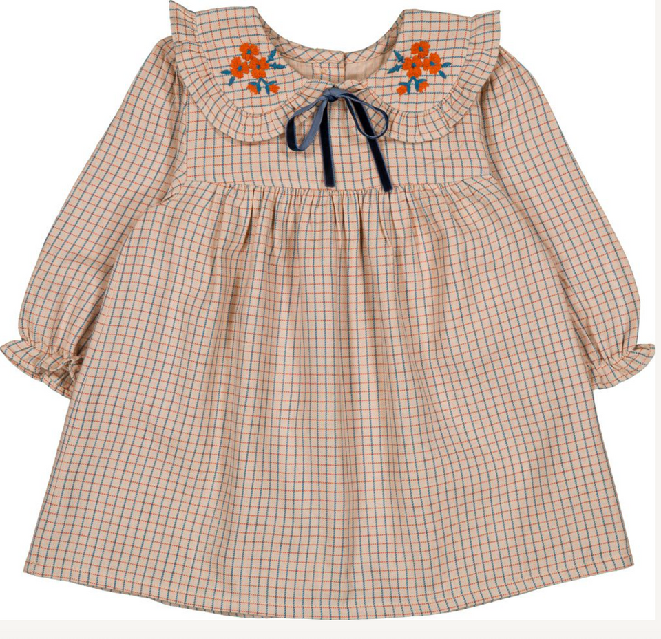 Louis Louise Beige Twill Check Benjamina Baby Dress