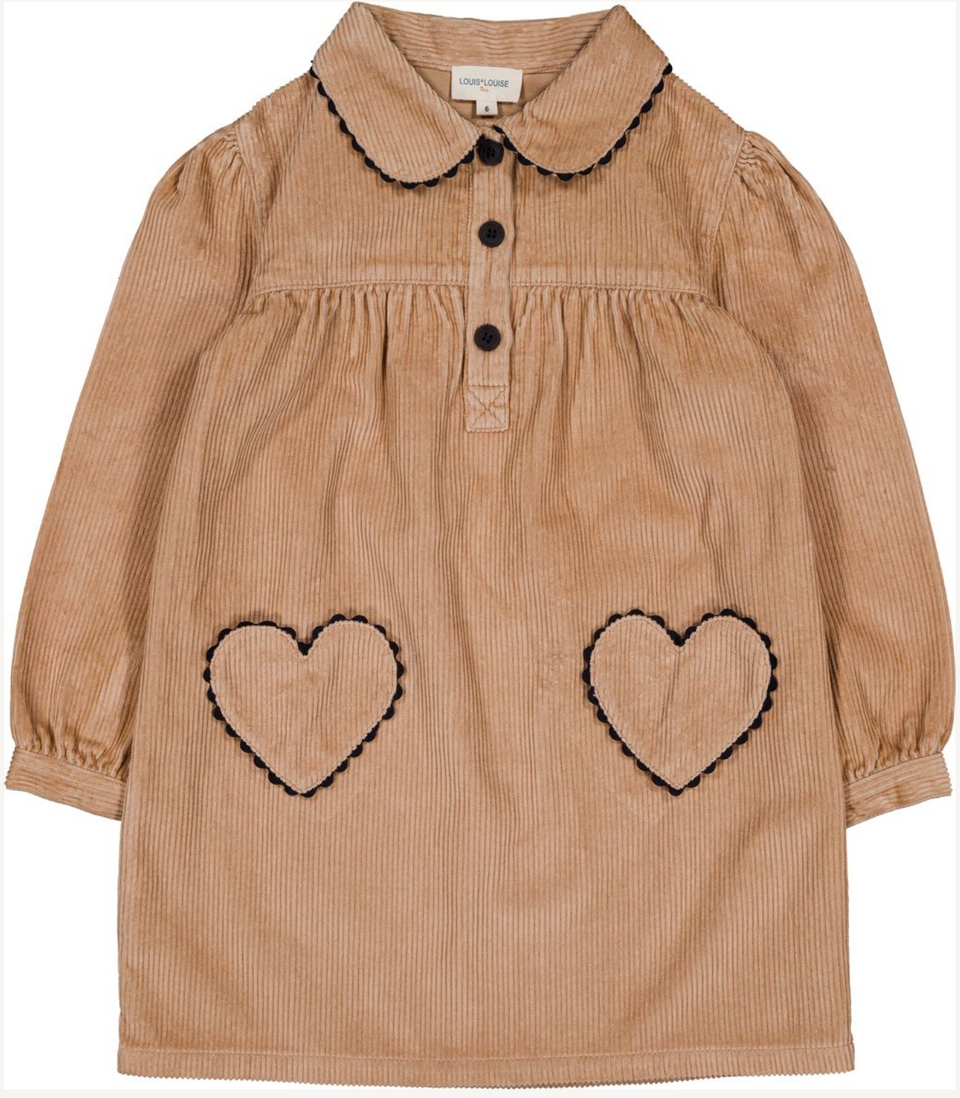 Louis Louise Beige Corduroy Belinda Dress