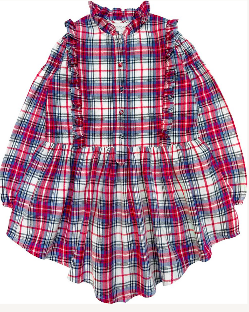Louis Louise Off White/Red Twill Tartan Galante Dress