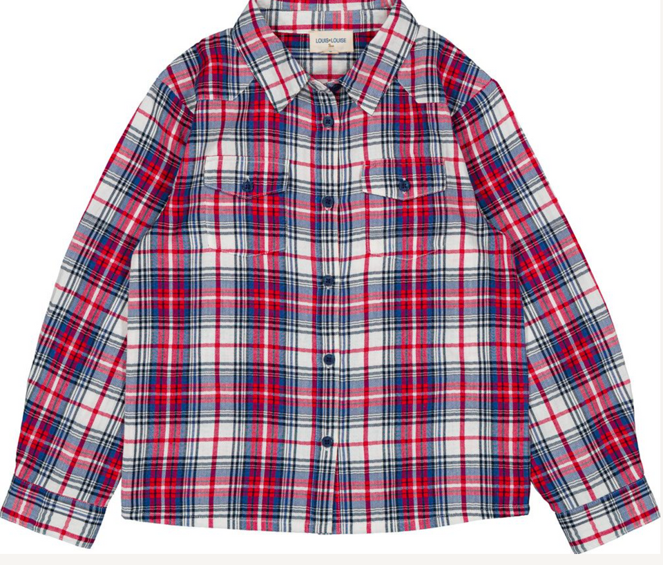 Louis Louise Off White/Red Twill Tartan Luke Shirt
