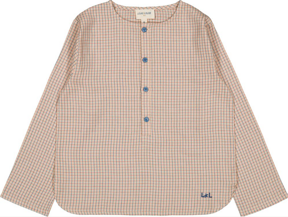 Louis Louise Beige Twill Check Oncle Shirt