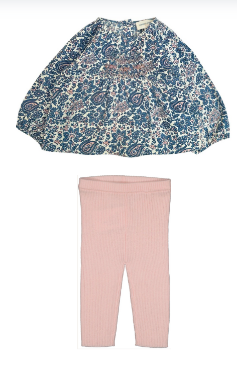 Louis Louise Blue Cashmere Tunic w/Pink Legging Set