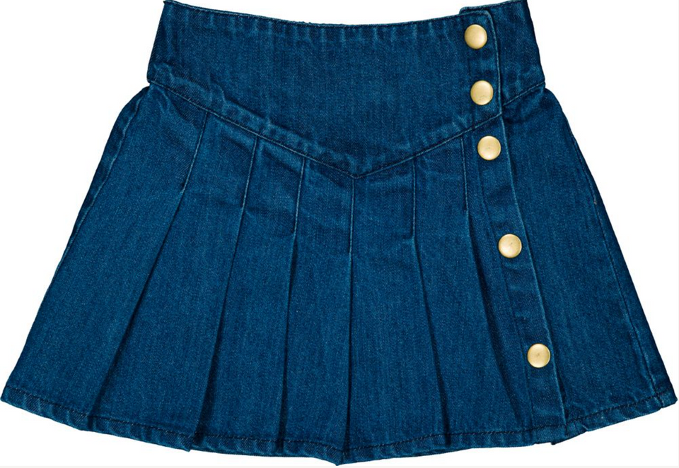 Louis Louise Dark Blue Denim Snap Skirt