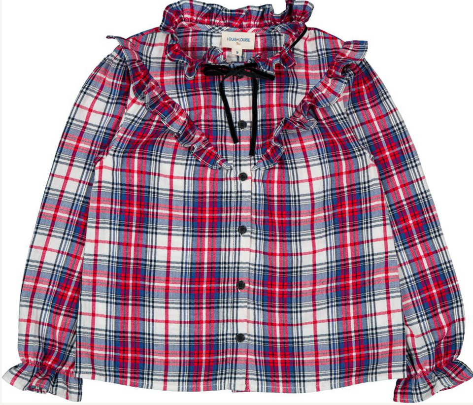 Louis Louise Off White/Red Twill Tartan Imani Shirt