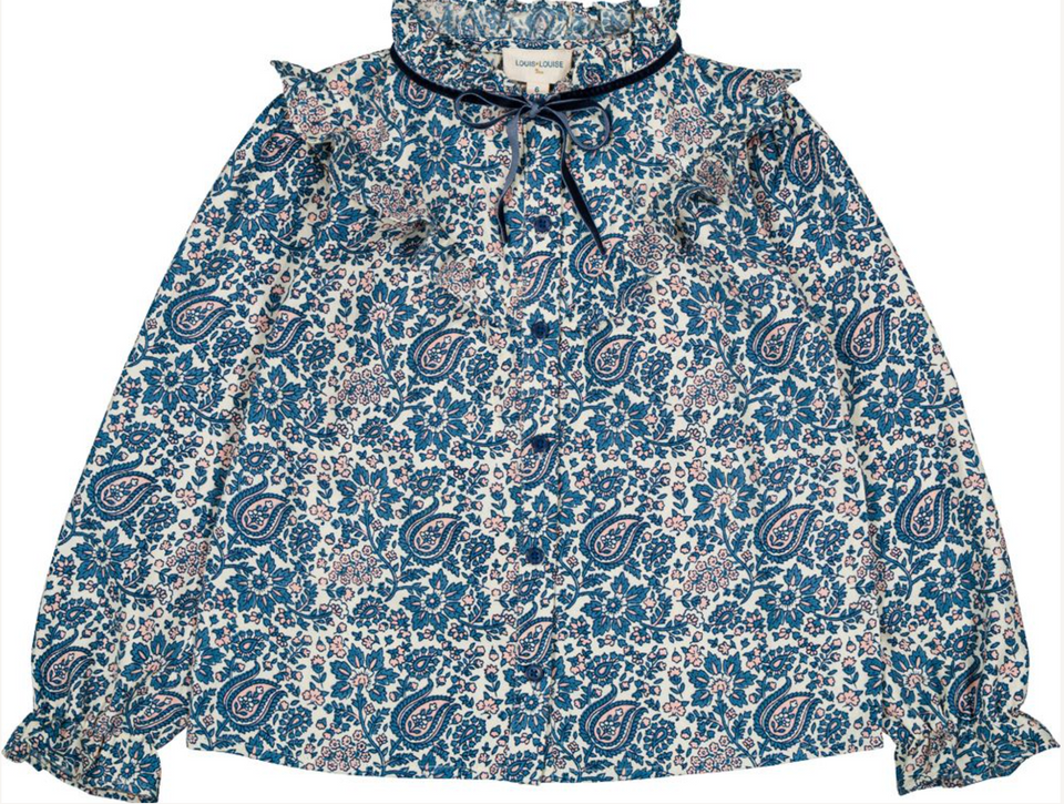 Louis Louise Blue Twill Cashmere Imani Shirt