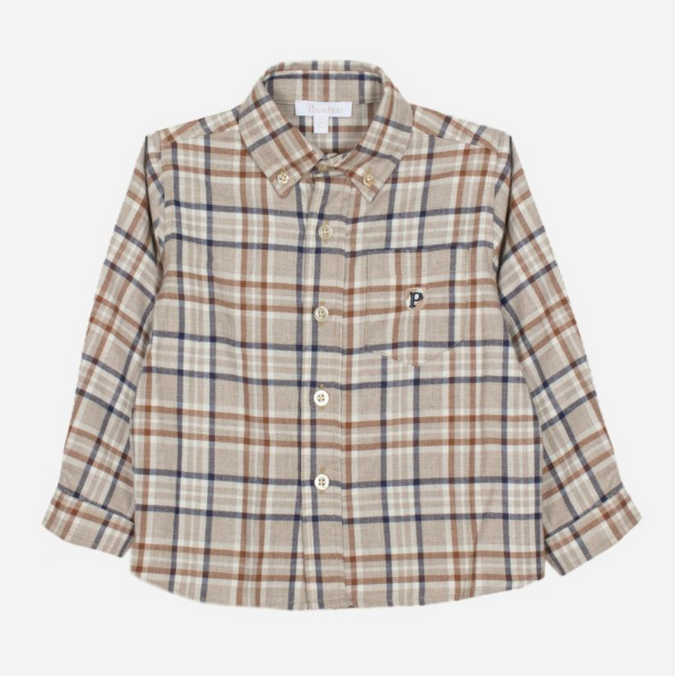 Patachou Camel/Navy Checked Shirt