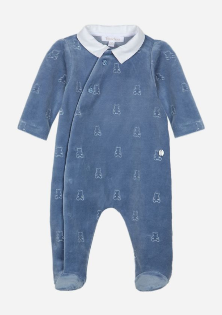 Patachou Blue Indigo Knit Footie0