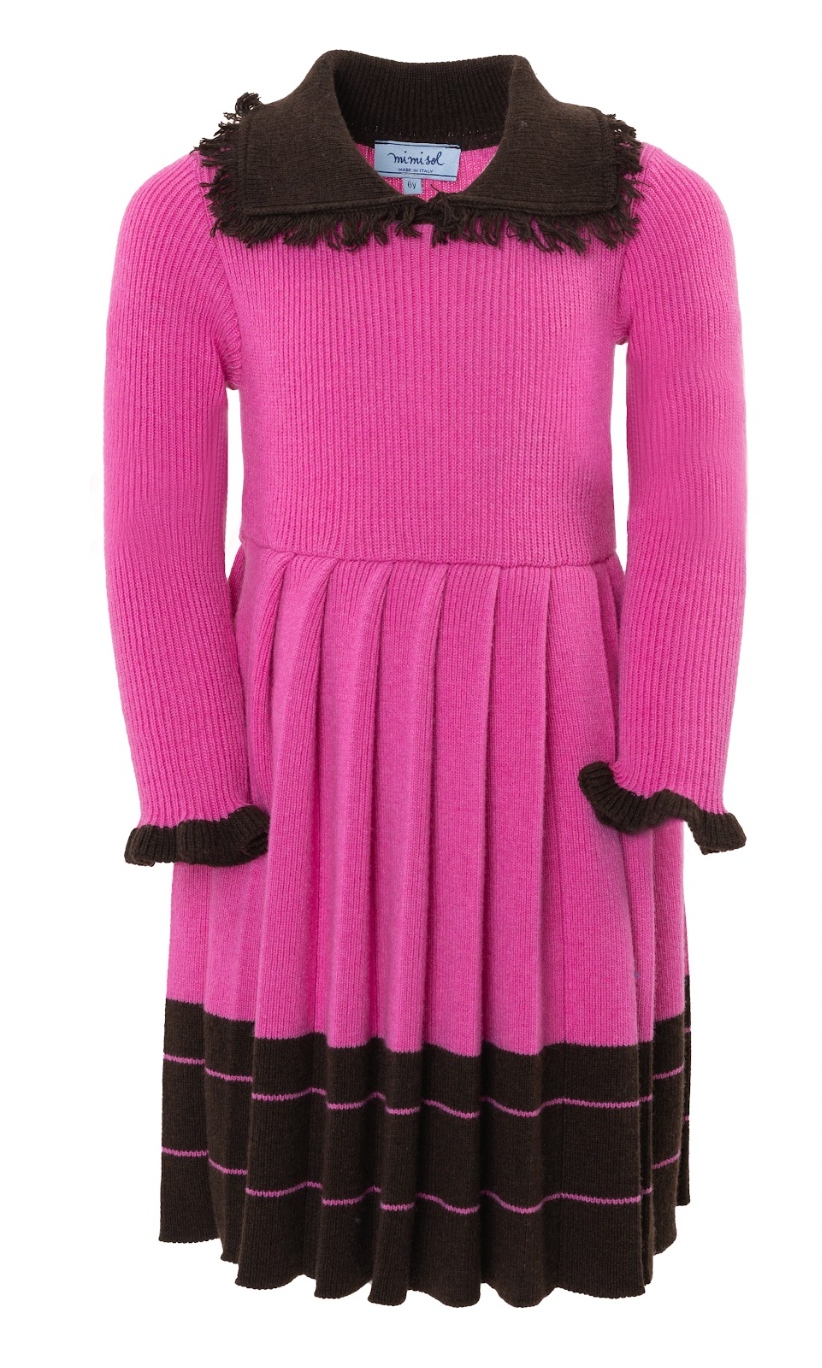 Mimisol Fuschia/Brown Wool Knit Dress