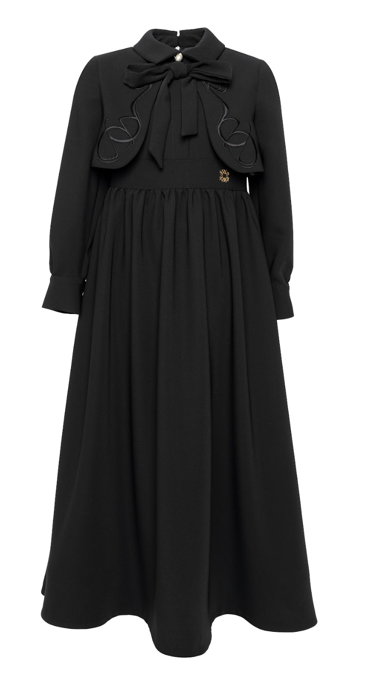 Elie Saab Black Embroidered Crepe Dress