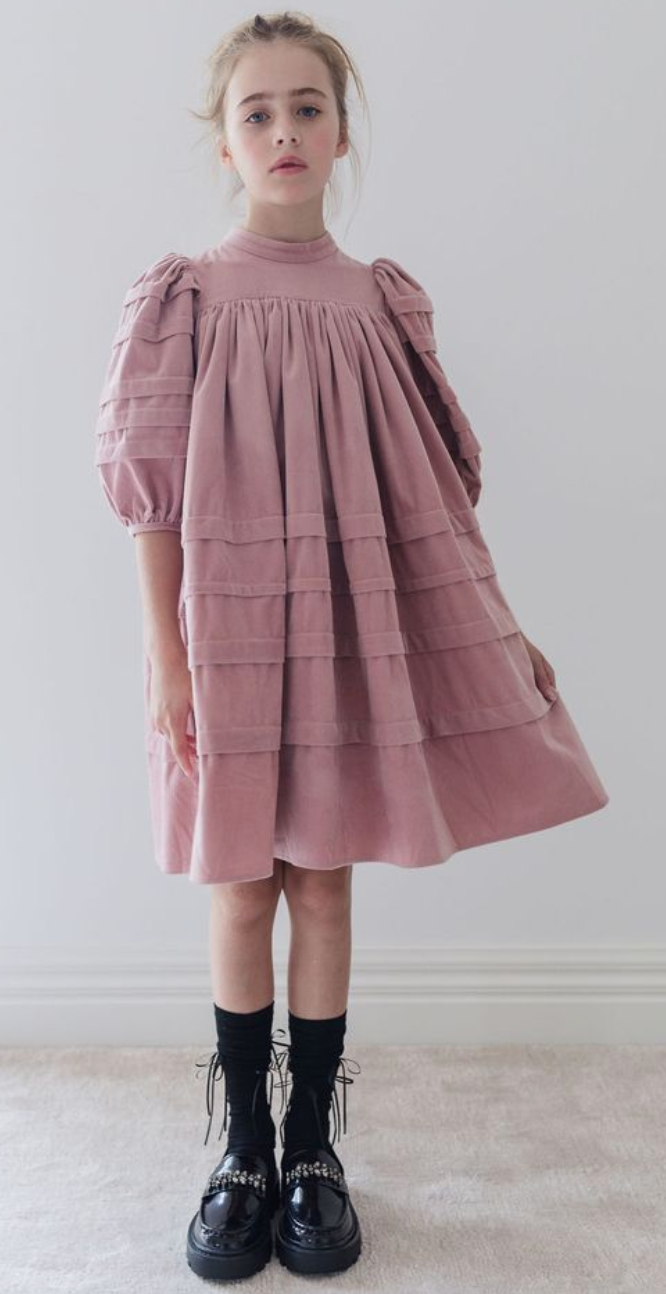 Steph Dusty Lilac Cord Pleat Sleeve Dress