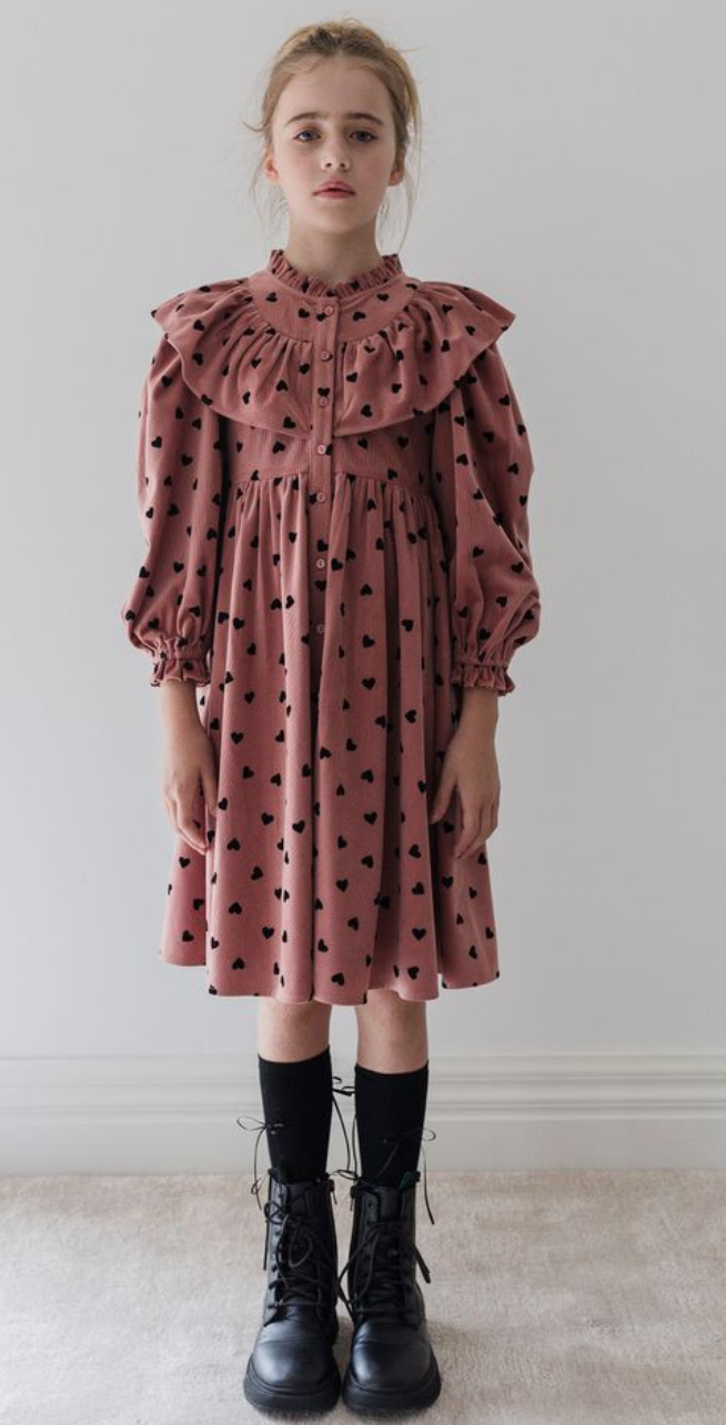 Steph Berry/Black Flocked Heart Cord Dress