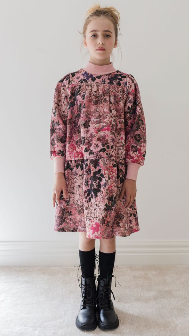 Steph Blurred Floral Print Jersey Dress
