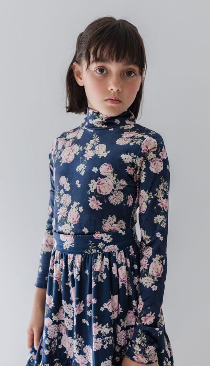Steph Lilac Floral Print Velvet Knit Top