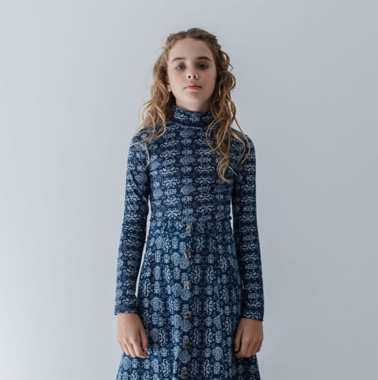 Steph Fleur De Lis Print Jersey Turtleneck