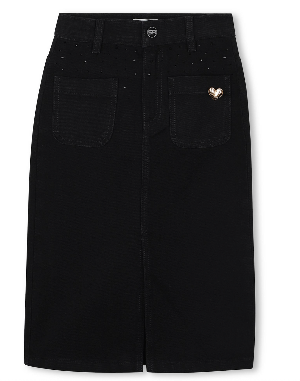 Sonia Rykiel Black Denim Midi Skirt