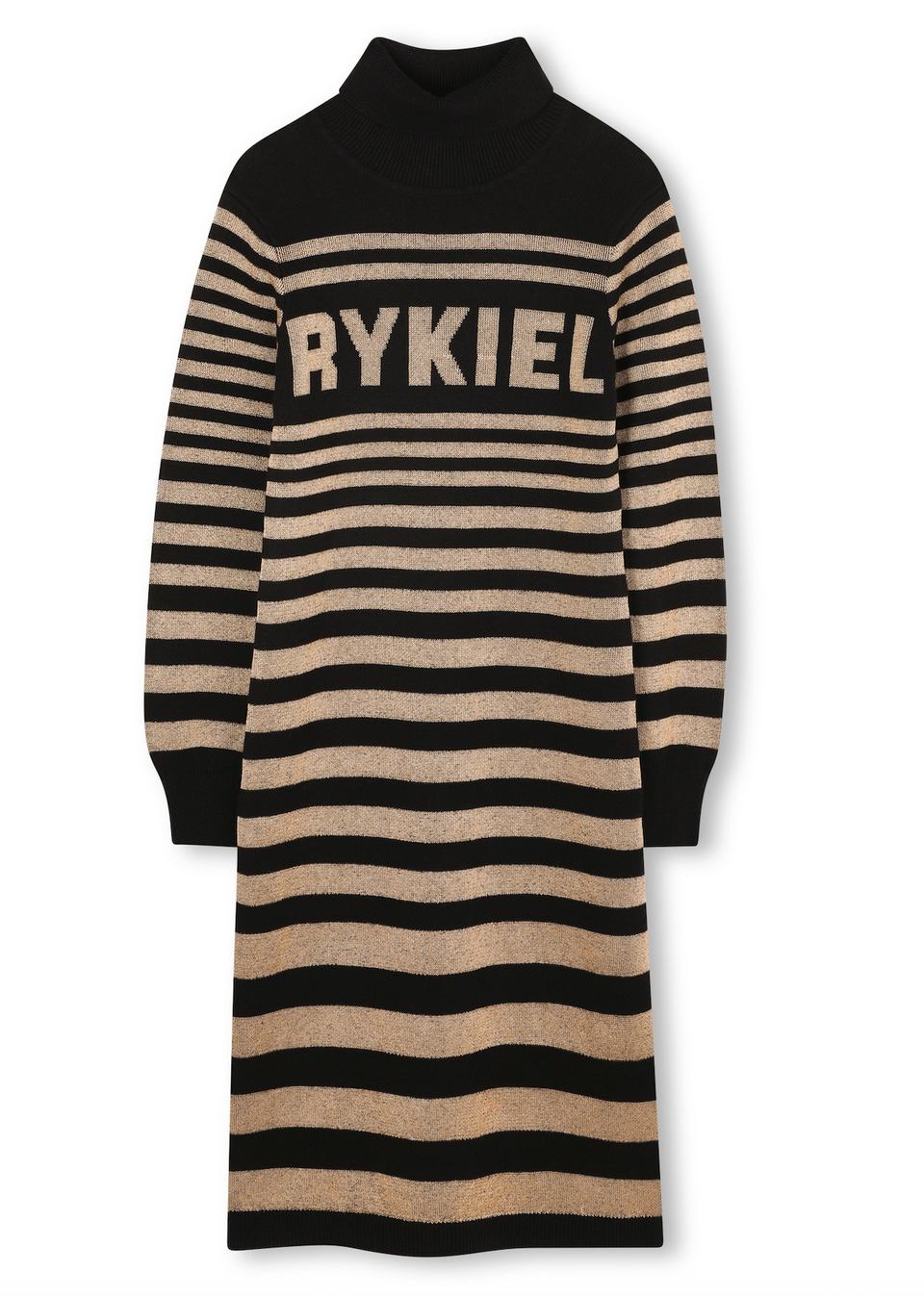 Sonia Rykiel Black/Gold Striped Knit Dress