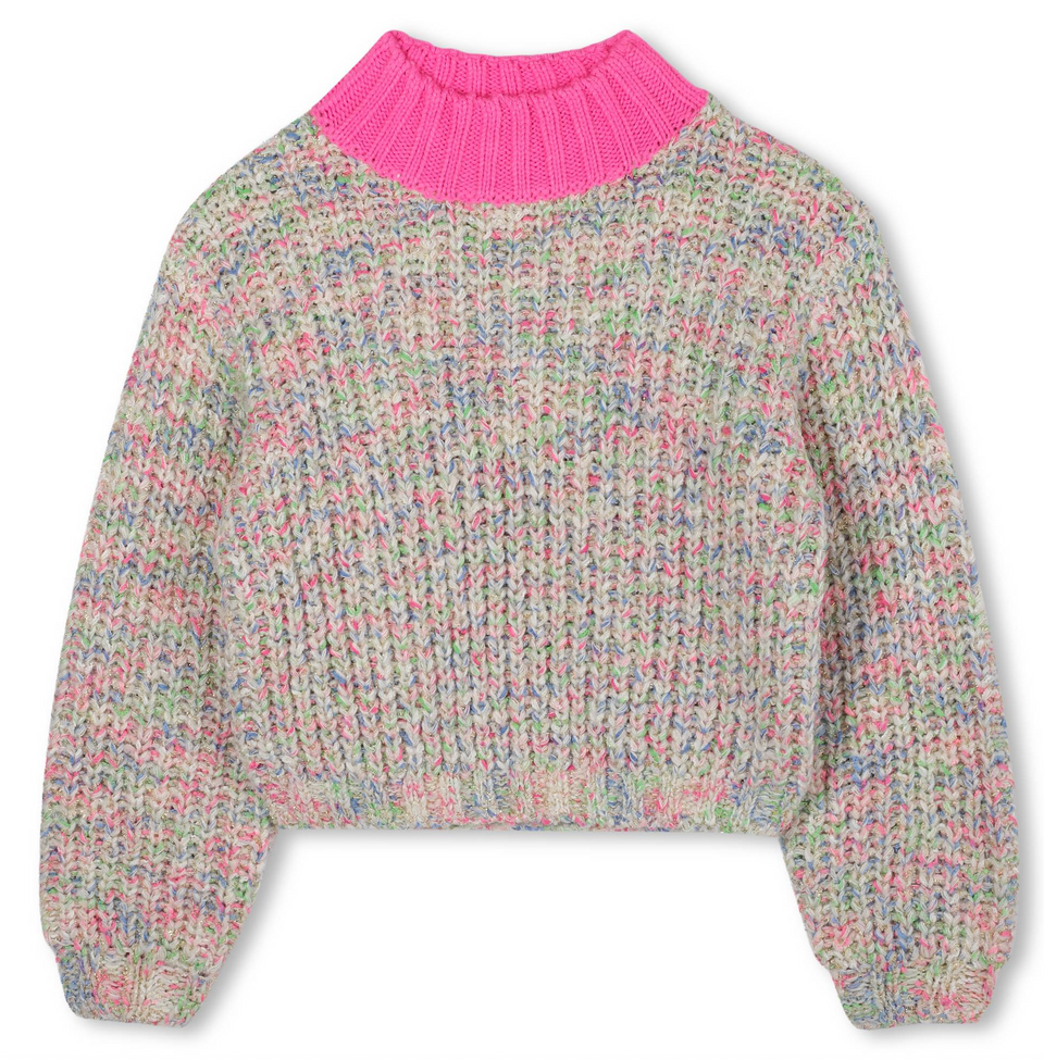 Billie Blush Girls Multicolor Knit Sweater