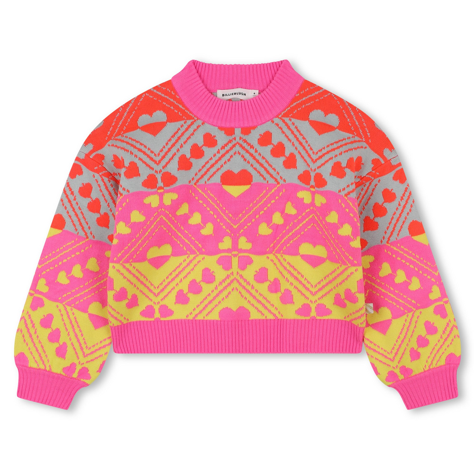 Billie Blush Pink Heart Knit Sweater