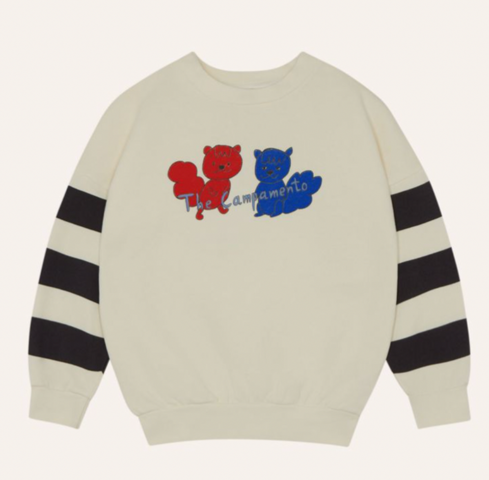 The Campamento Ecru Squirrels and Stripe Sweatshirt