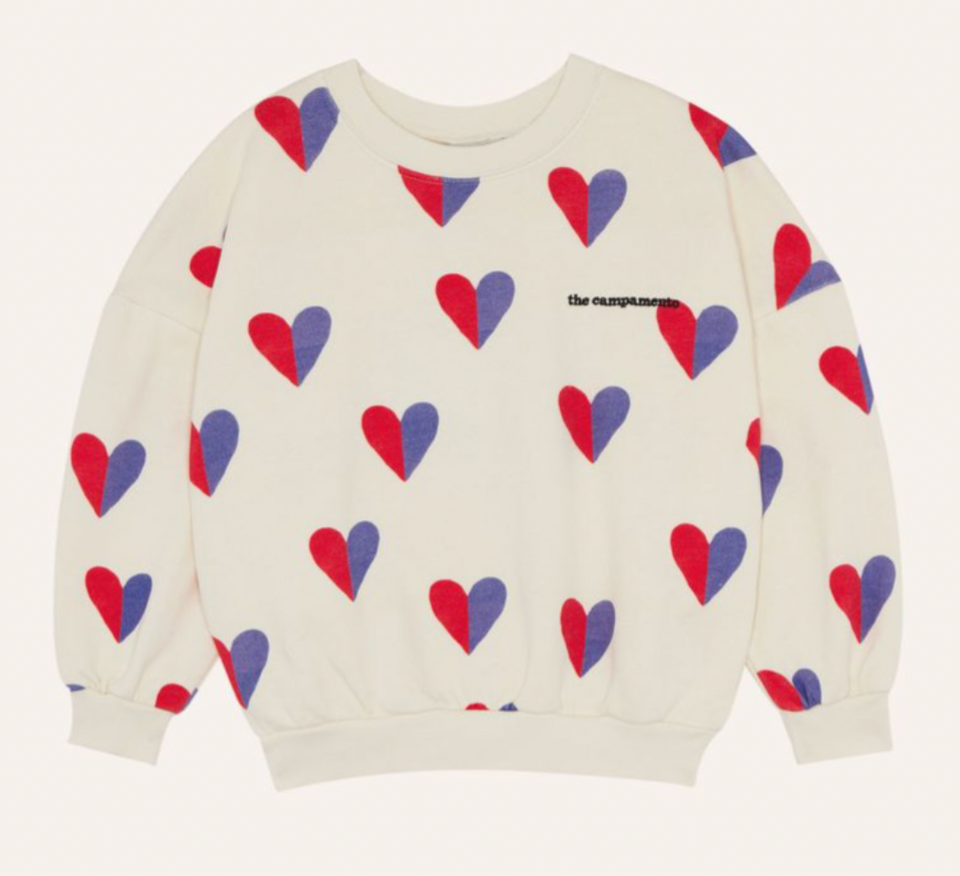 The Campamento Ecru Bicolor Heart Sweater