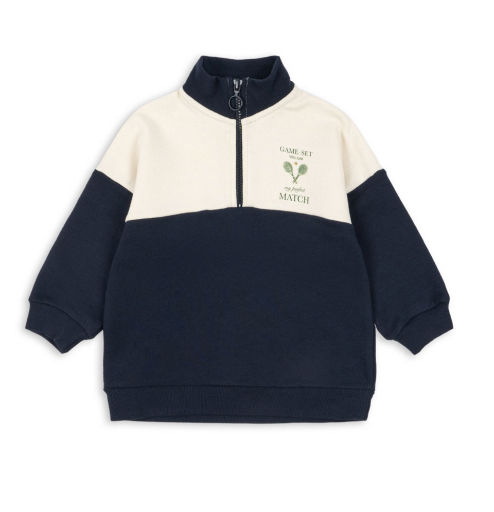 Konges Slojd Total Eclipse Half Zip Up Sweatshirt. size down. Runs full.