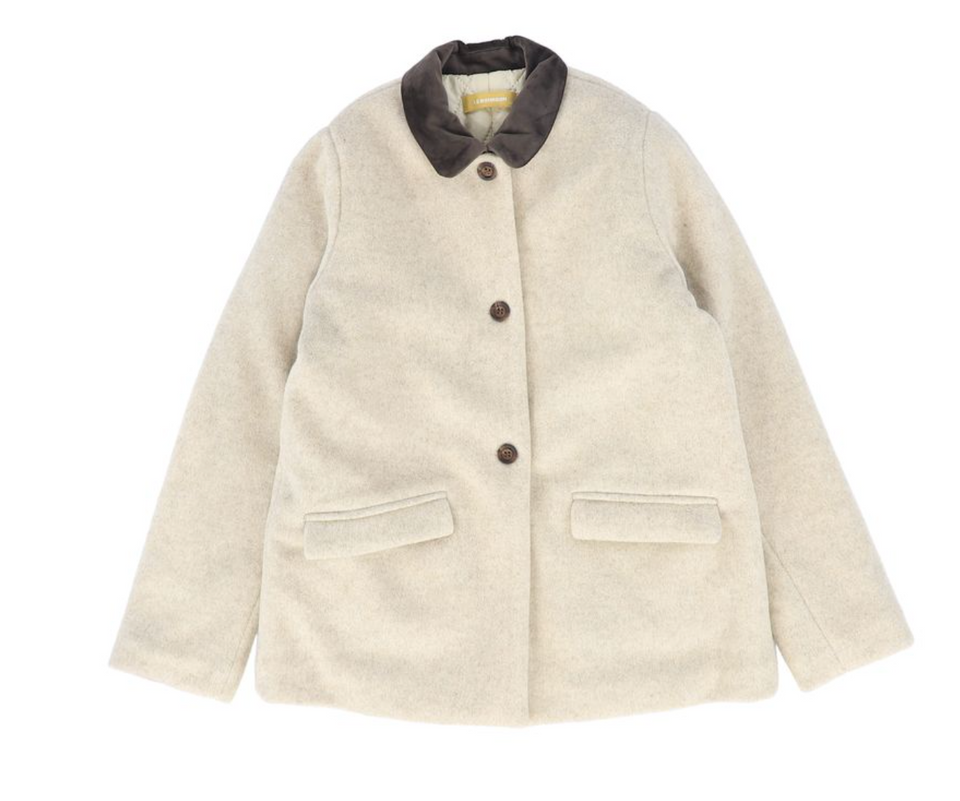 Le Bourdon Oatmeal Velvet Collar Wool Coat