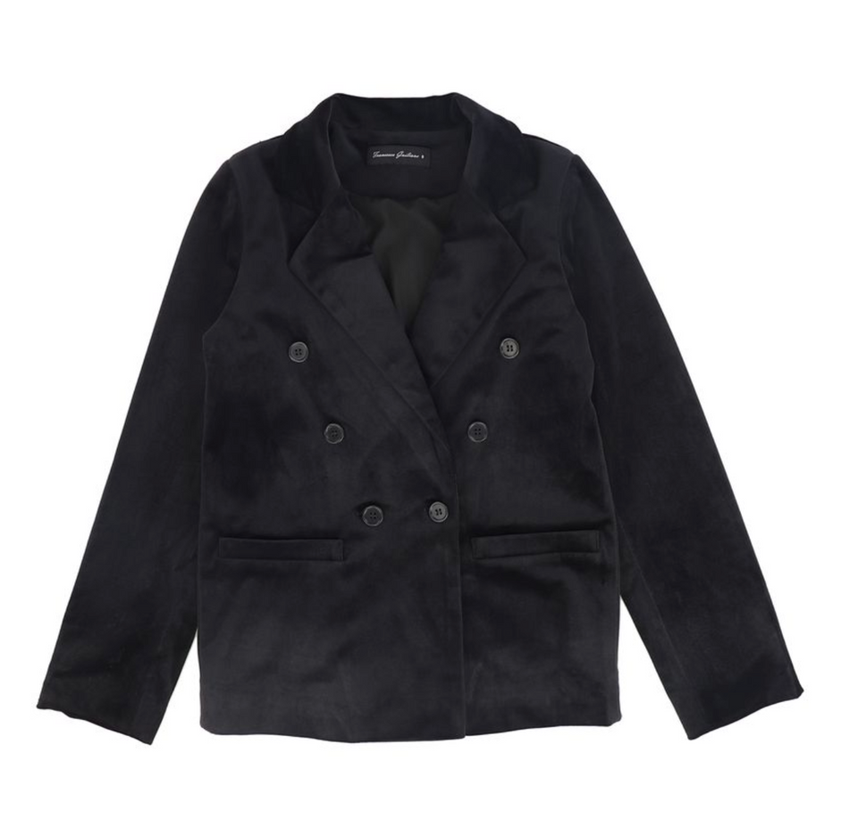 Francesca Guiliano Black Velvet Buttoned Blazer