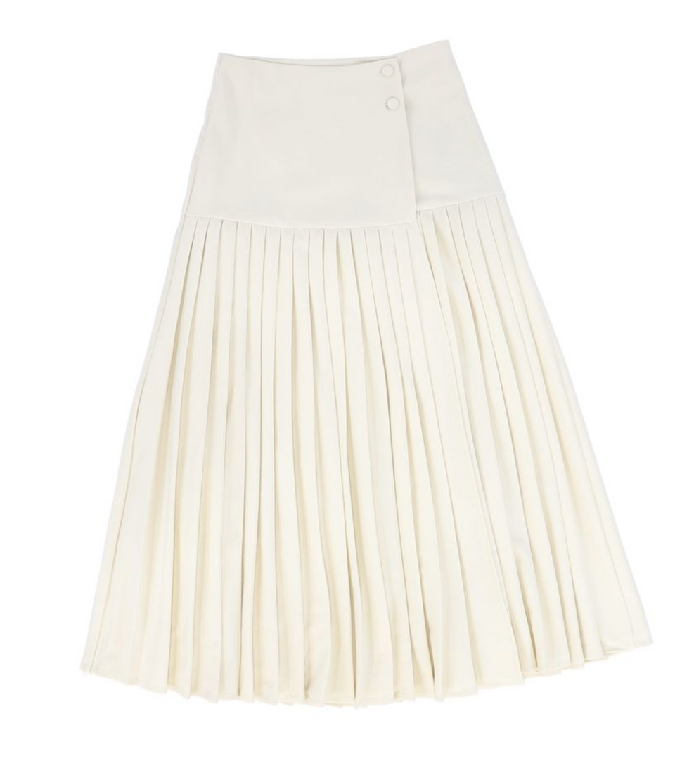 Valentina Cream Accordion Pleated Panel Skirt